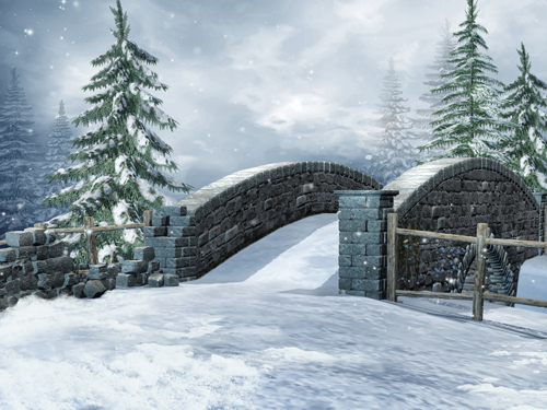 Kerstdorp winterlandschap brug