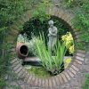tuinposter met doorkijk vijver met standbeeld