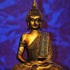 tuindoek boeddha blauwe achtergrond