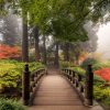 tuinposter houten japanse brug