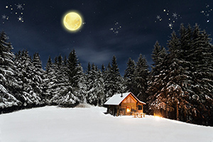 Sneeuwlandschap bij maanlicht
